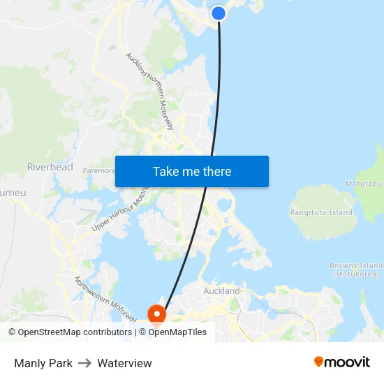 Manly Park to Waterview map