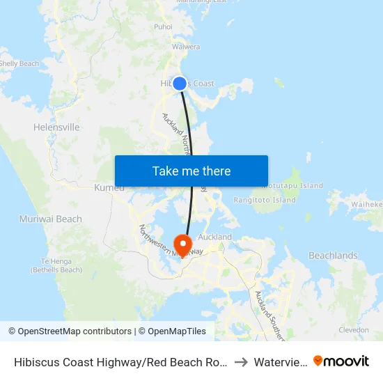 Hibiscus Coast Highway/Red Beach Road to Waterview map