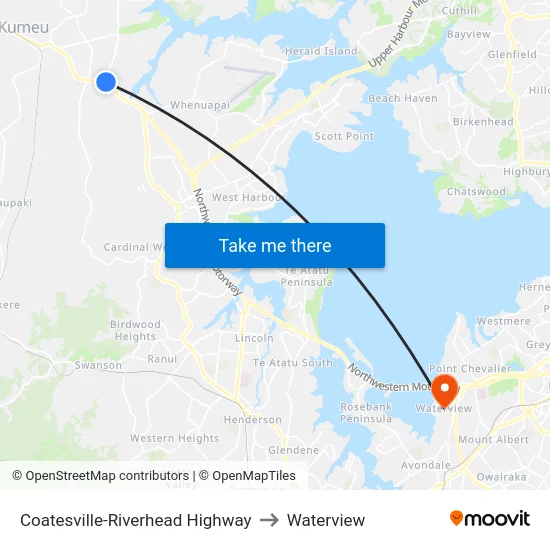 Coatesville-Riverhead Highway to Waterview map