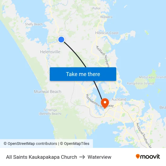 All Saints Kaukapakapa Church to Waterview map