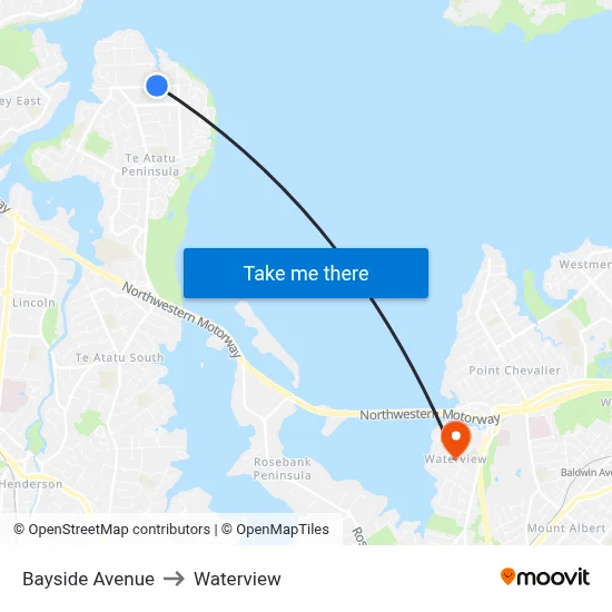 Bayside Avenue to Waterview map