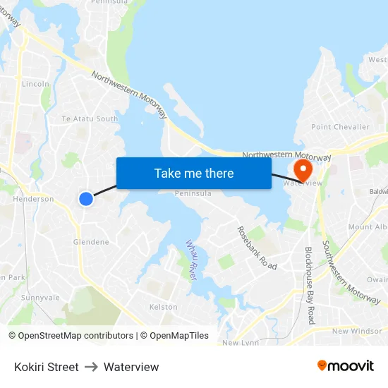 Kokiri Street to Waterview map