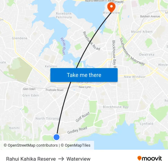 Rahui Kahika Reserve to Waterview map