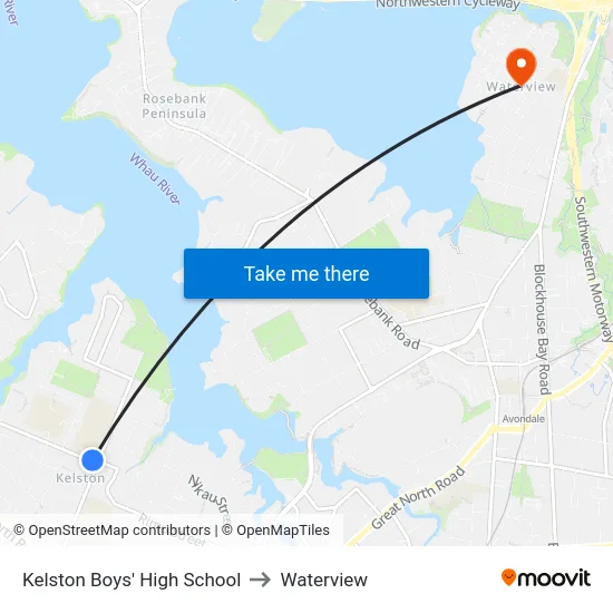 Kelston Boys' High School to Waterview map