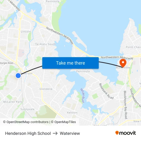 Henderson High School to Waterview map