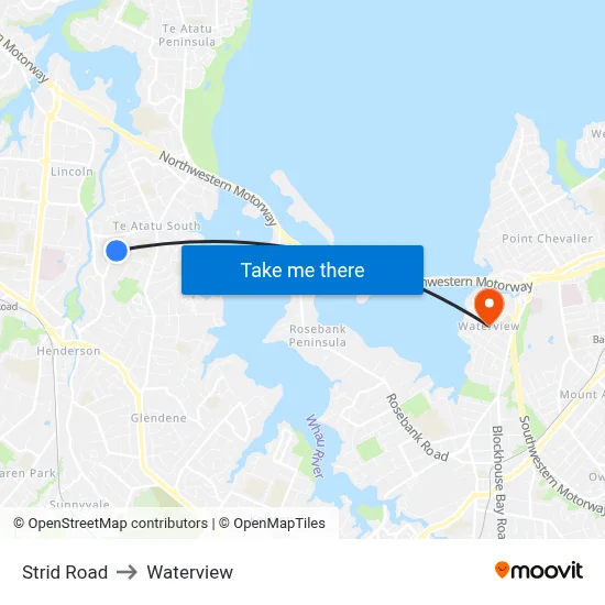 Strid Road to Waterview map