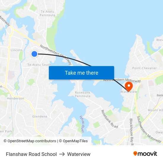 Flanshaw Road School to Waterview map