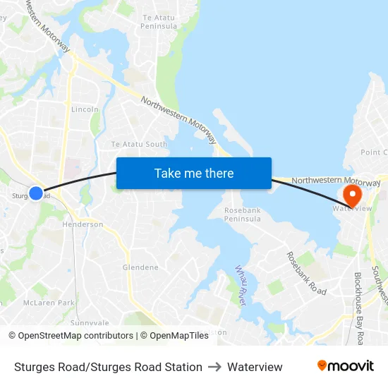 Sturges Road/Sturges Road Station to Waterview map