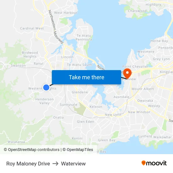 Roy Maloney Drive to Waterview map