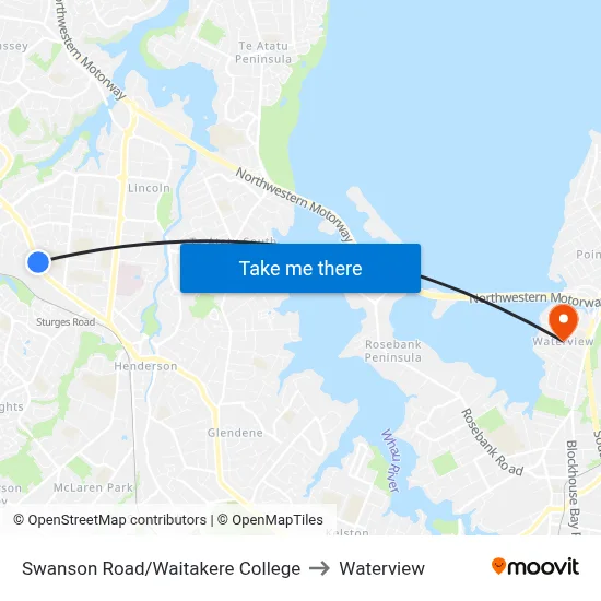 Swanson Road/Waitakere College to Waterview map