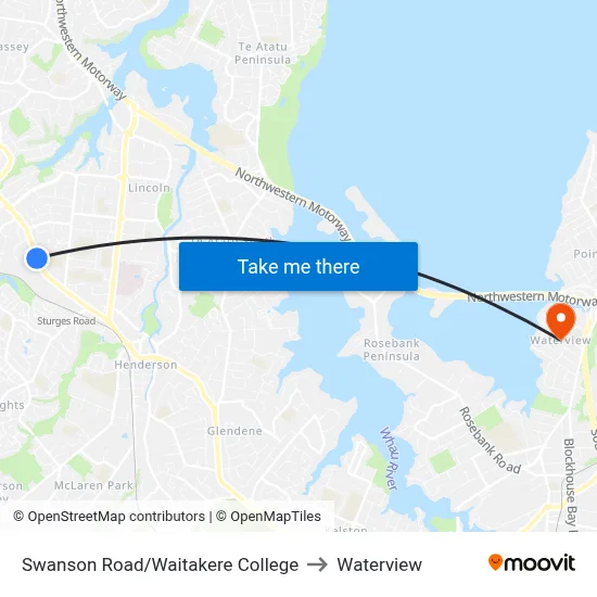 Swanson Road/Waitakere College to Waterview map