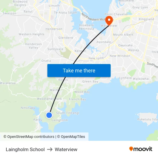 Laingholm School to Waterview map