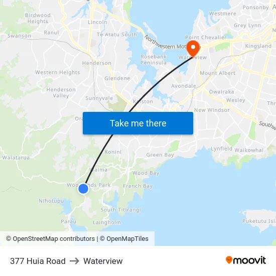 377 Huia Road to Waterview map