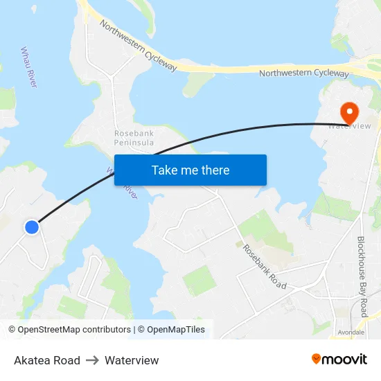 Akatea Road to Waterview map