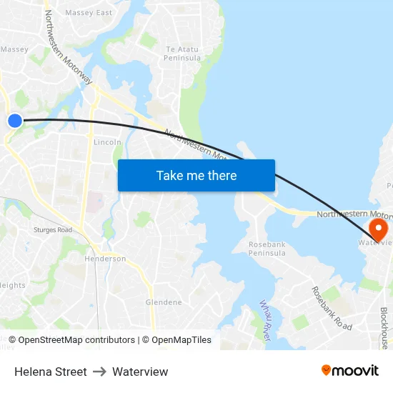 Helena Street to Waterview map