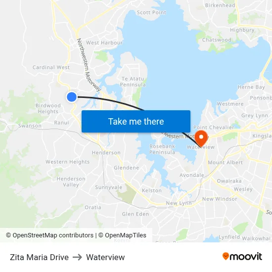Zita Maria Drive to Waterview map