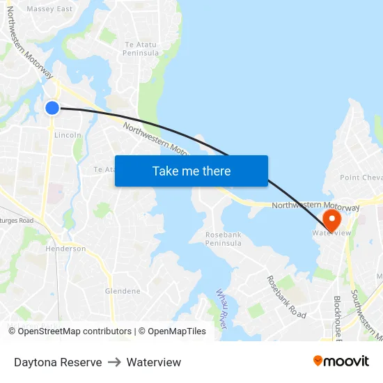 Daytona Reserve to Waterview map