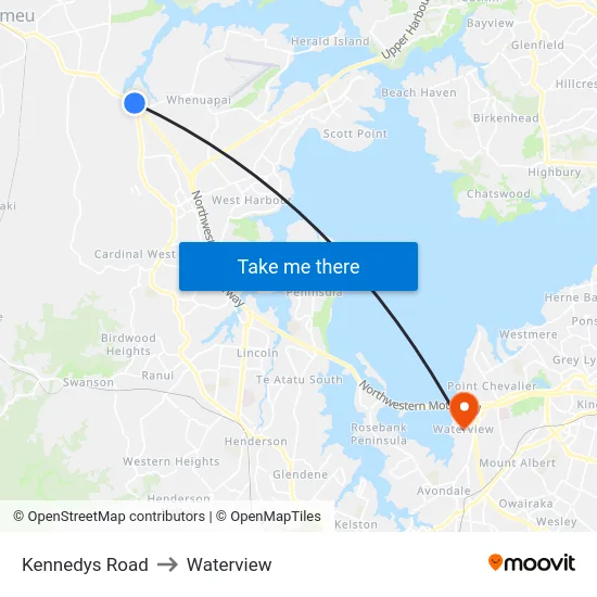 Kennedys Road to Waterview map