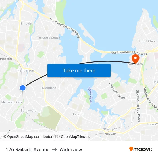 126 Railside Avenue to Waterview map