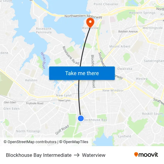 Blockhouse Bay Intermediate to Waterview map