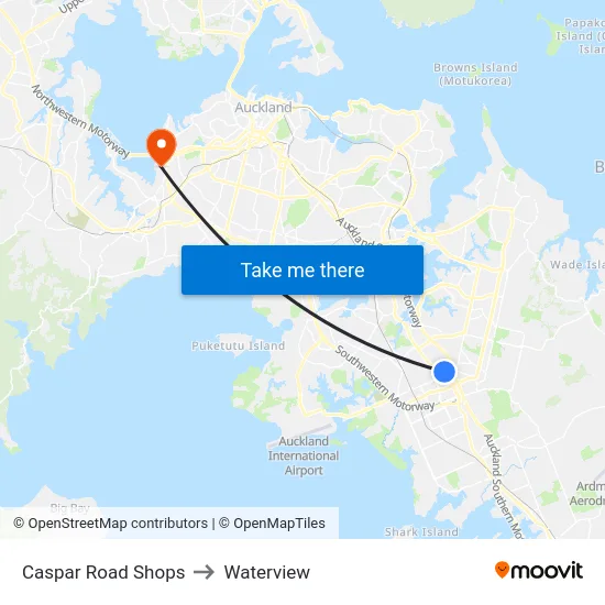 Caspar Road Shops to Waterview map