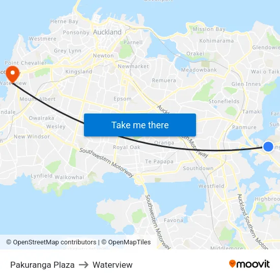 Pakuranga Plaza to Waterview map