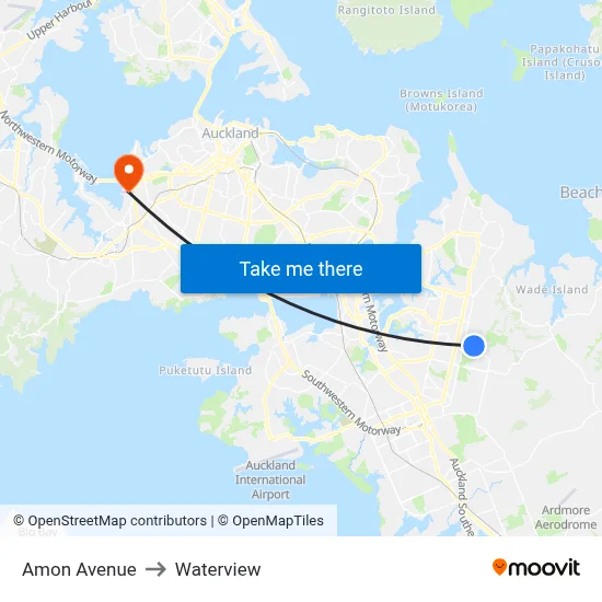 Amon Avenue to Waterview map