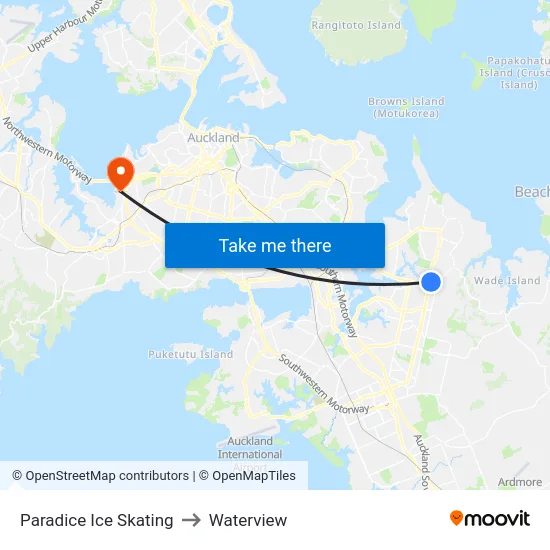 Paradice Ice Skating to Waterview map