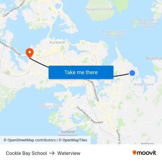 Cockle Bay School to Waterview map