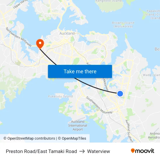 Preston Road/East Tamaki Road to Waterview map