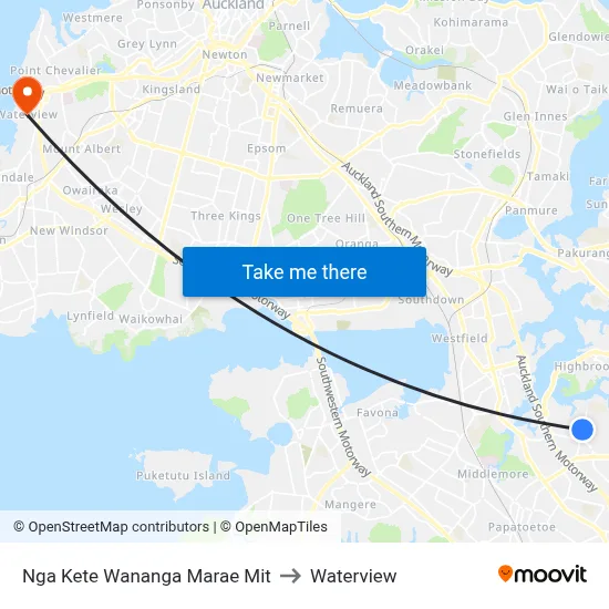 Nga Kete Wananga Marae Mit to Waterview map