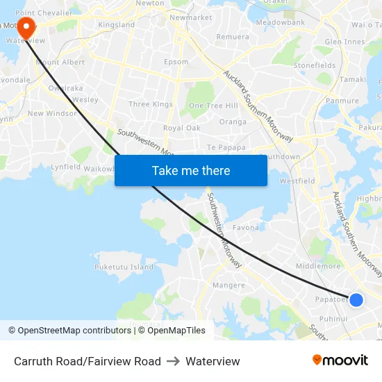 Carruth Road/Fairview Road to Waterview map