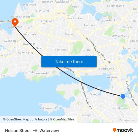 Nelson Street to Waterview map
