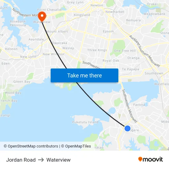 Jordan Road to Waterview map