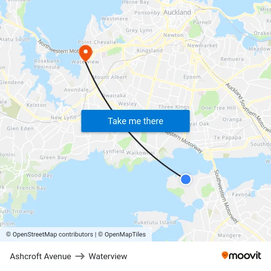 Ashcroft Avenue to Waterview map