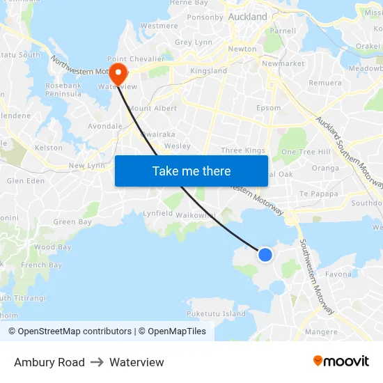Ambury Road to Waterview map