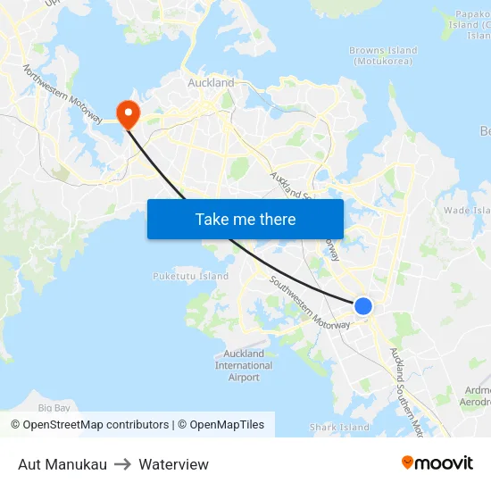 Aut Manukau to Waterview map