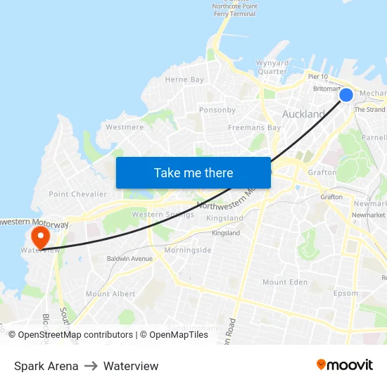 Spark Arena to Waterview map