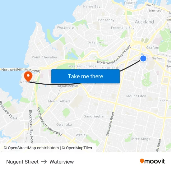 Nugent Street to Waterview map