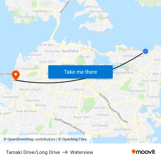 Tamaki Drive/Long Drive to Waterview map