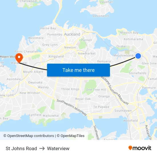 St Johns Road to Waterview map