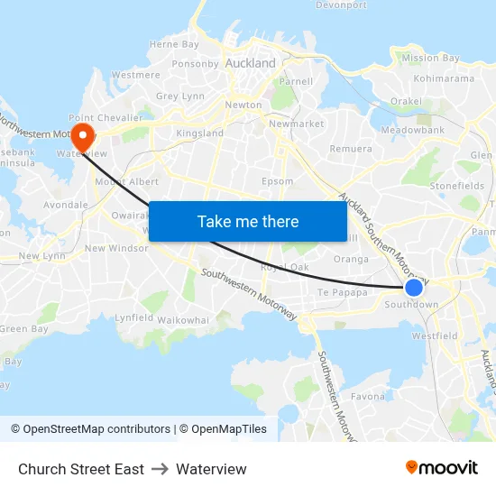 Church Street East to Waterview map