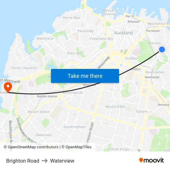 Brighton Road to Waterview map