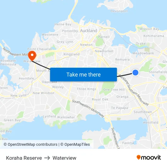 Koraha Reserve to Waterview map