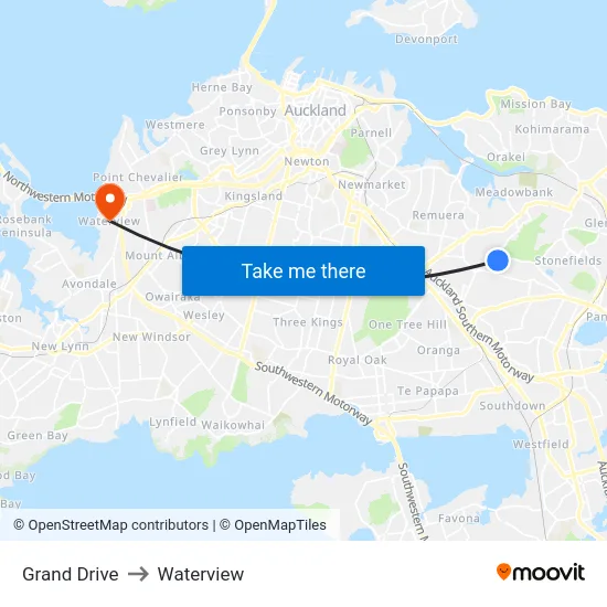 Grand Drive to Waterview map
