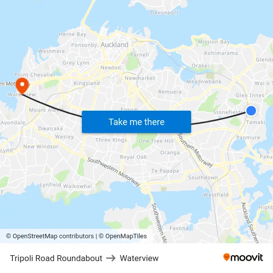 Tripoli Road Roundabout to Waterview map