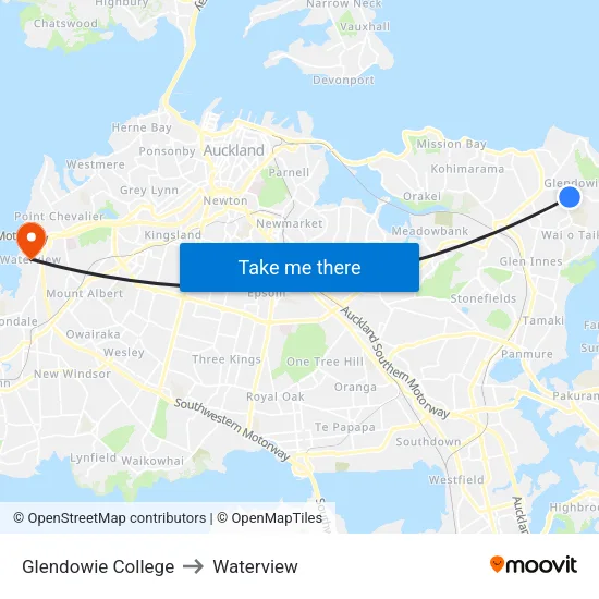 Glendowie College to Waterview map