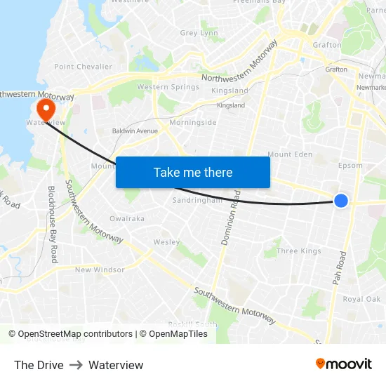 The Drive to Waterview map