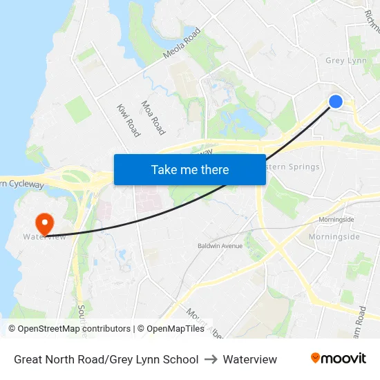 Great North Road/Grey Lynn School to Waterview map