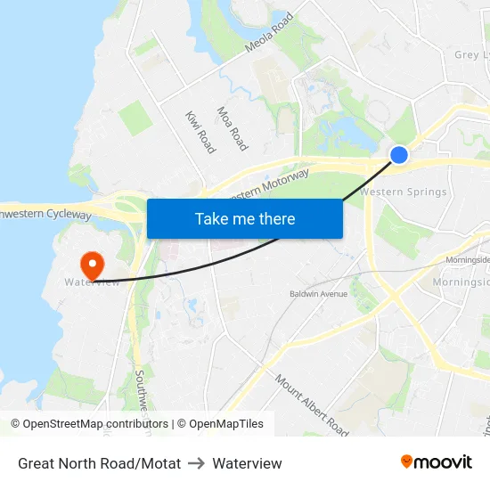 Great North Road/Motat to Waterview map